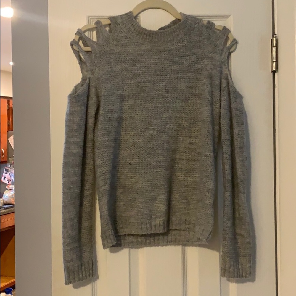 Military Hippie Grey Shoulderless Sweater